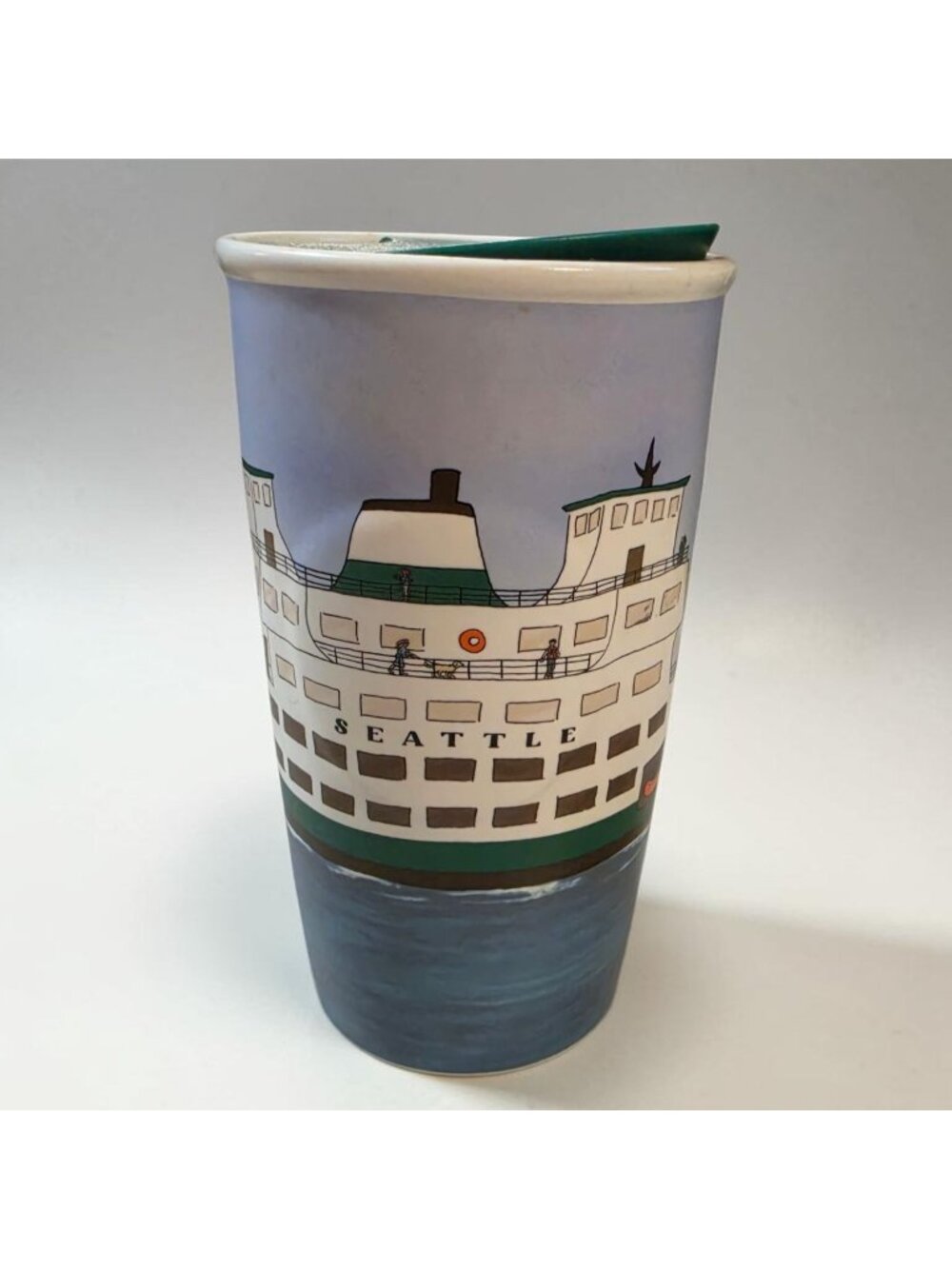 Starbucks 2016 Seattle Ferry Ceramic Double Wall Traveler Tumbler (10 oz) w Lid